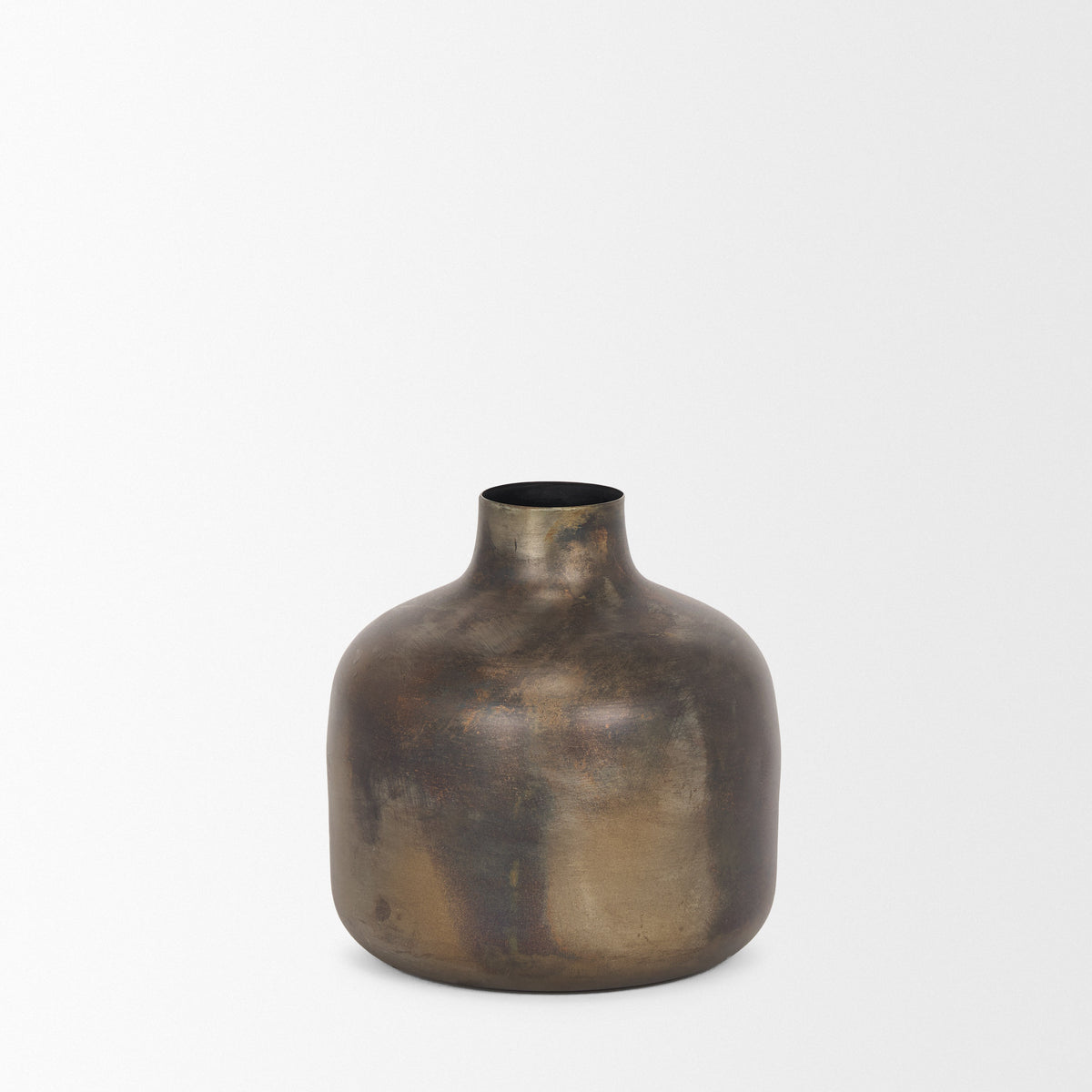 Daya Short Antiqued Gold Metal Vase-Vase-DECOROLALA