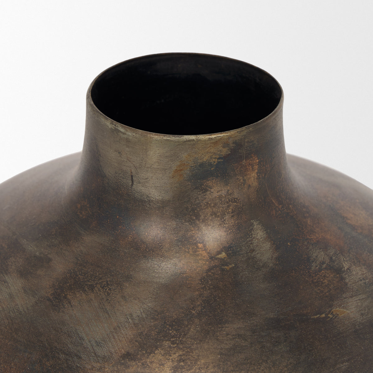 Daya Short Antiqued Gold Metal Vase-Vase-DECOROLALA