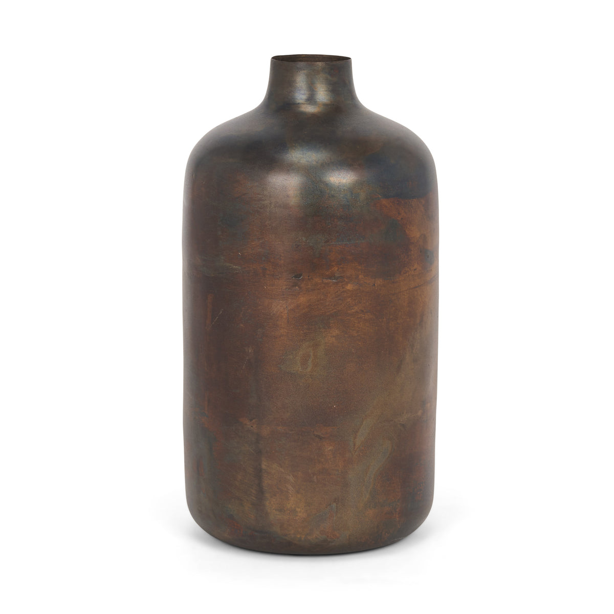 Daya Tall Antiqued Gold Metal Vase-Vase-DECOROLALA