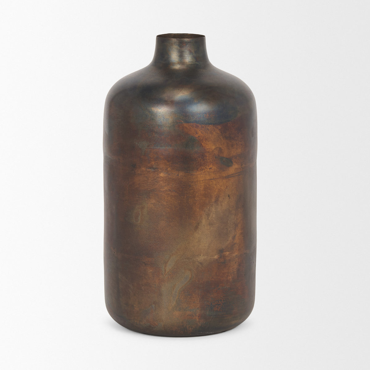 Daya Tall Antiqued Gold Metal Vase-Vase-DECOROLALA