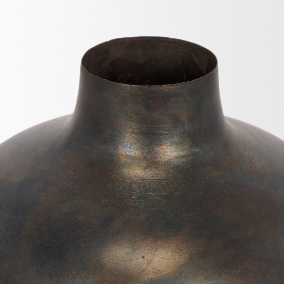 Daya Tall Antiqued Gold Metal Vase-Vase-DECOROLALA