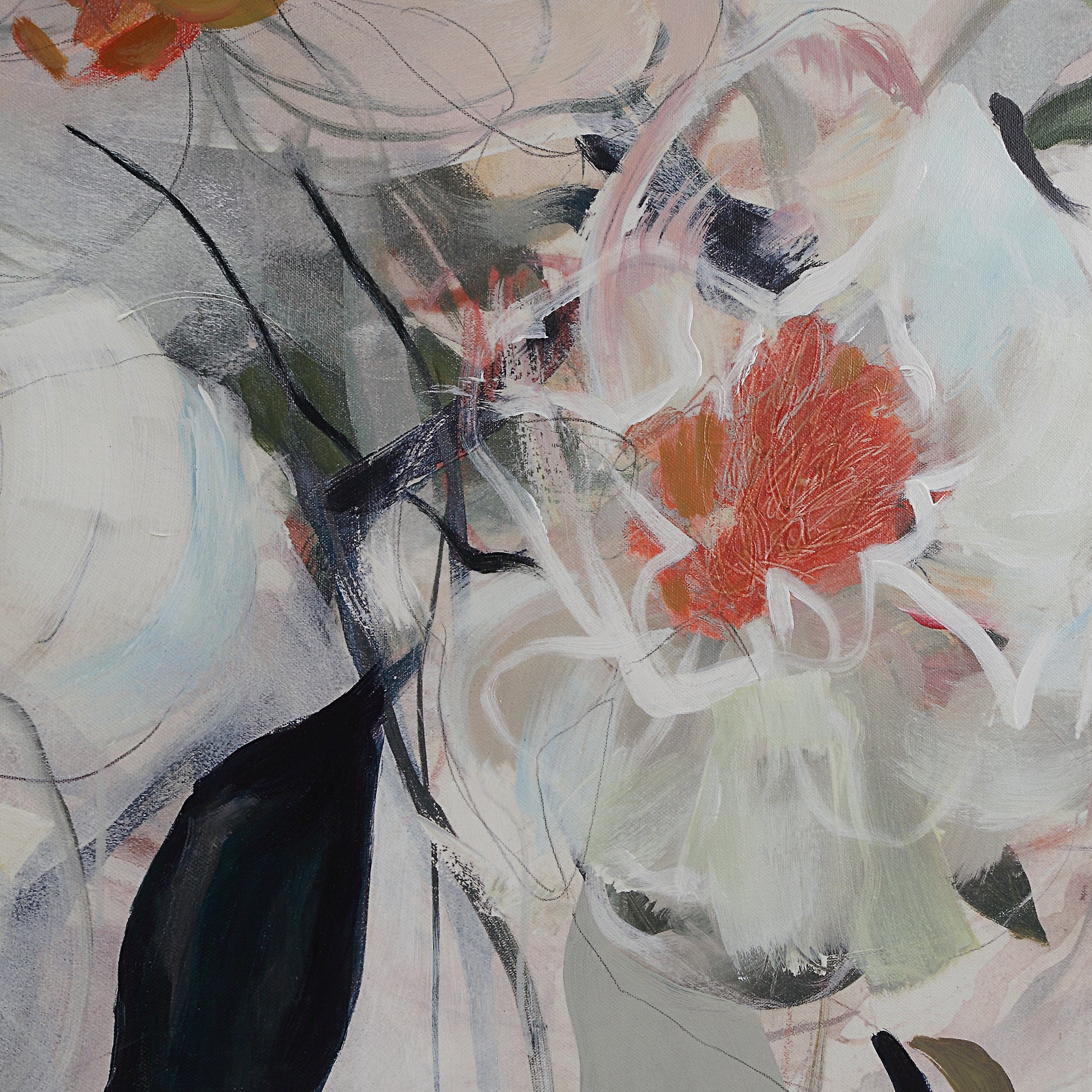 Daye 50" Wide Canvas Art with Wood Frame, Cream-Canvas Art-DECOROLALA