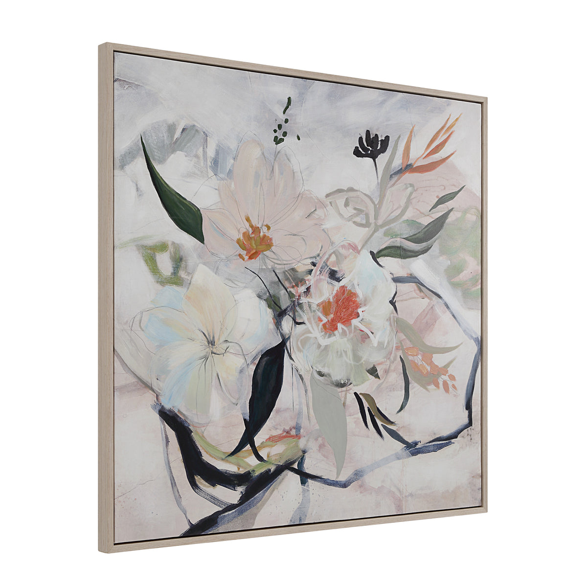 Daye 50" Wide Canvas Art with Wood Frame, Cream-Canvas Prints-DECOROLALA