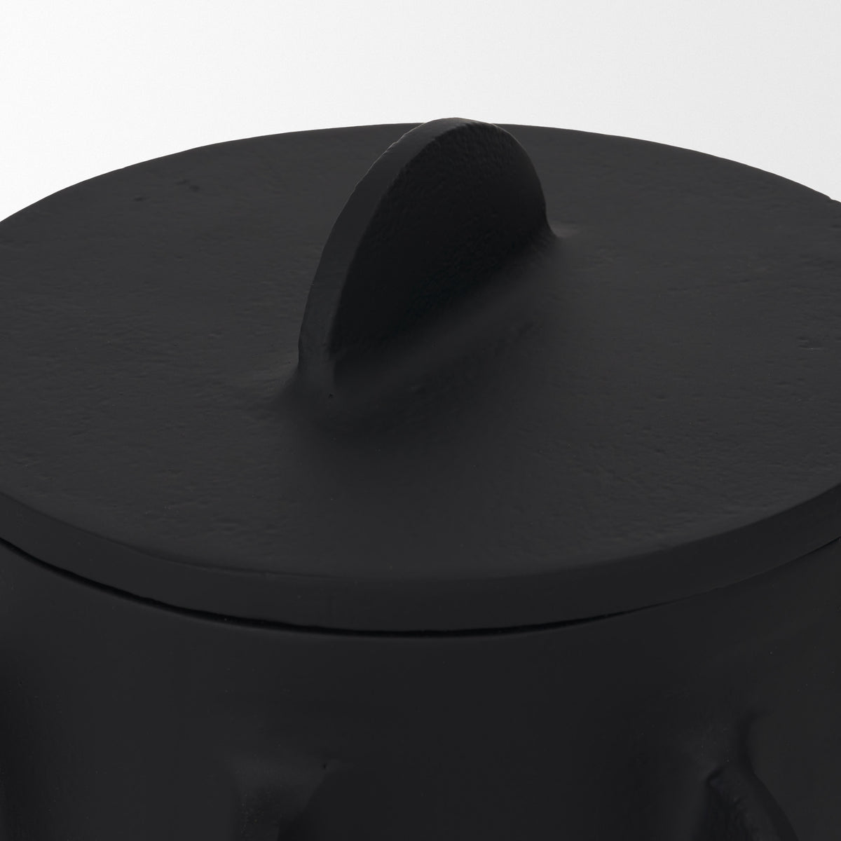 Deacon Large Matte Black Metal Canister with Sculptural Handles-Boxes-DECOROLALA