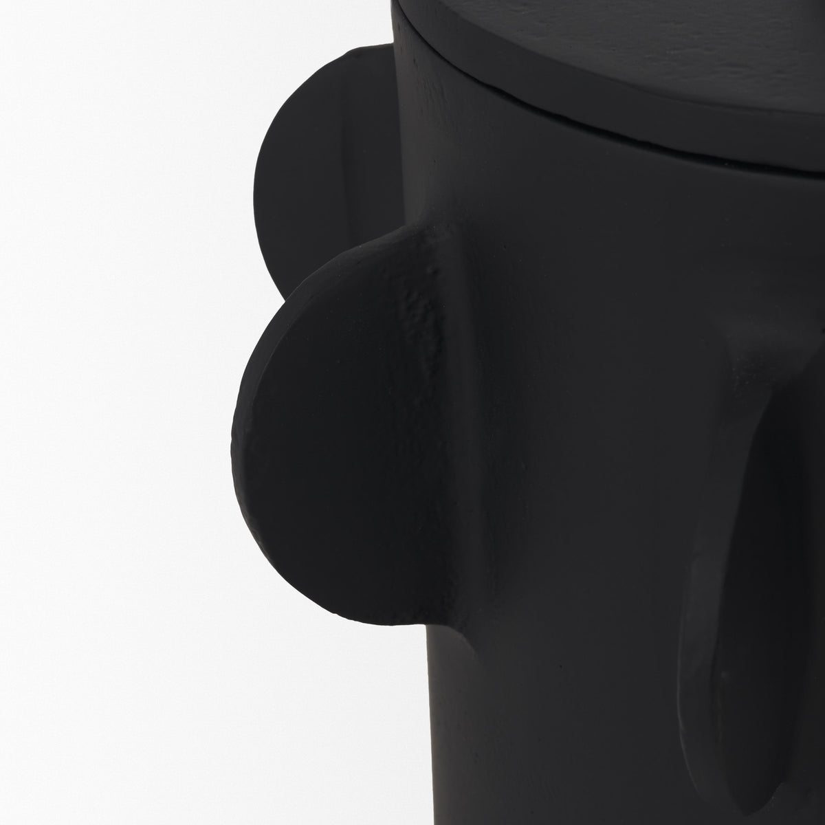 Deacon Large Matte Black Metal Canister with Sculptural Handles-Boxes-DECOROLALA