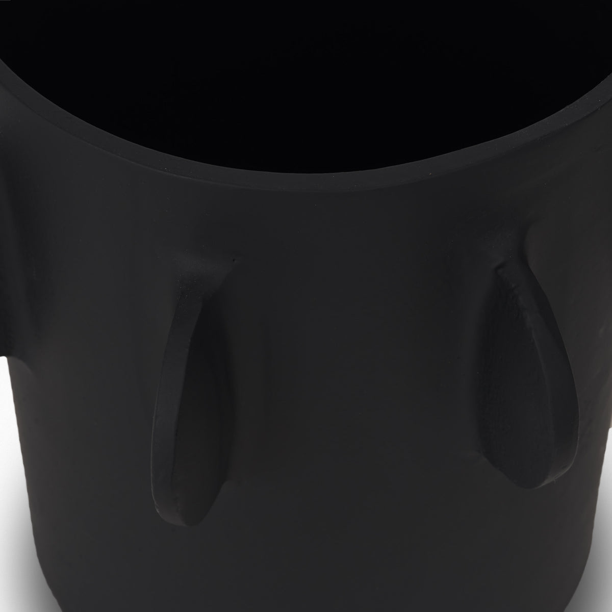 Deacon Large Matte Black Metal Canister with Sculptural Handles-Boxes-DECOROLALA