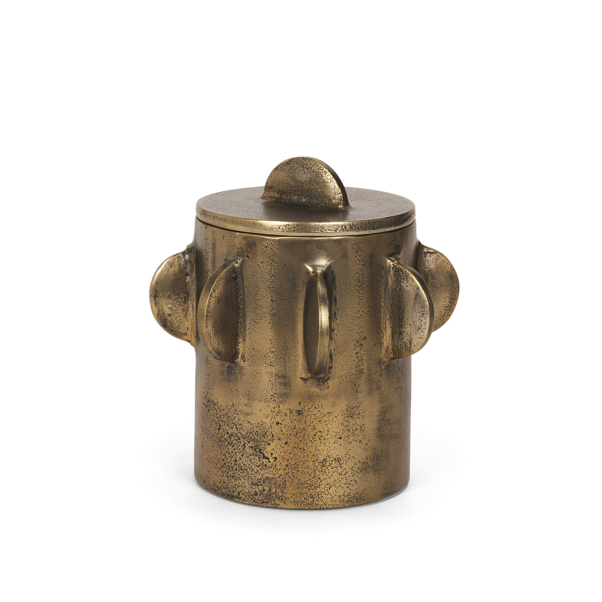 Deacon Small Antiqued Gold Metal Canister with Handles-Boxes-DECOROLALA