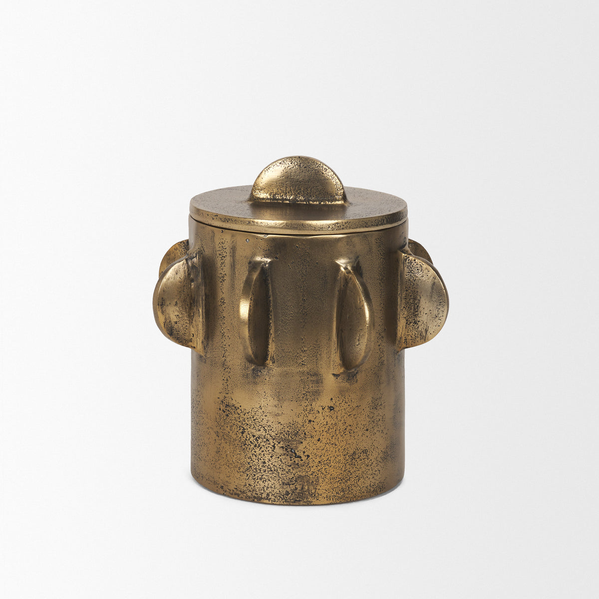 Deacon Small Antiqued Gold Metal Canister with Handles-Boxes-DECOROLALA