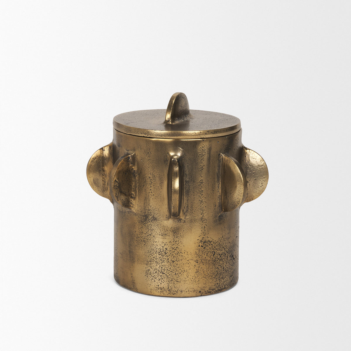 Deacon Small Antiqued Gold Metal Canister with Handles-Boxes-DECOROLALA