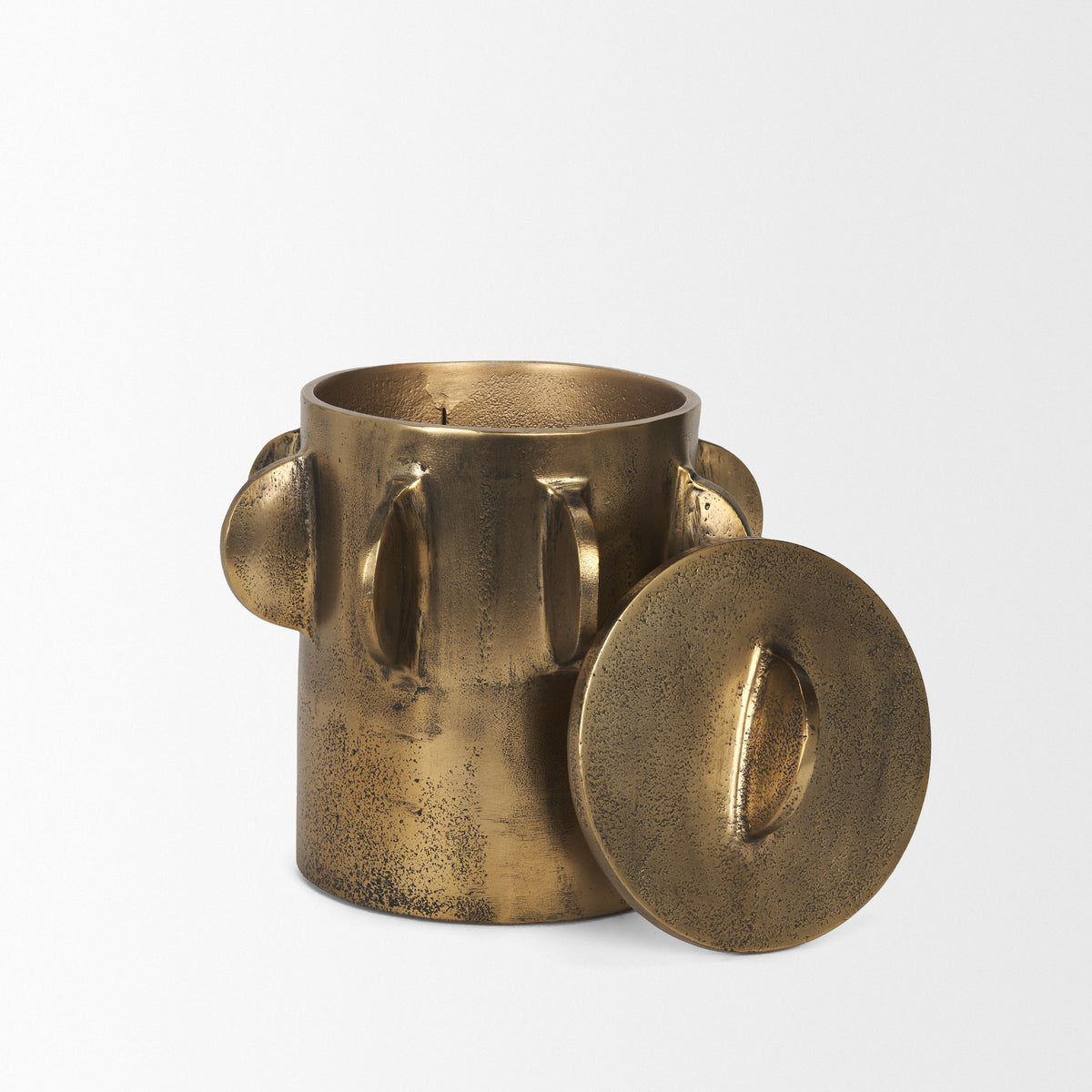 Deacon Small Antiqued Gold Metal Canister with Handles-Boxes-DECOROLALA