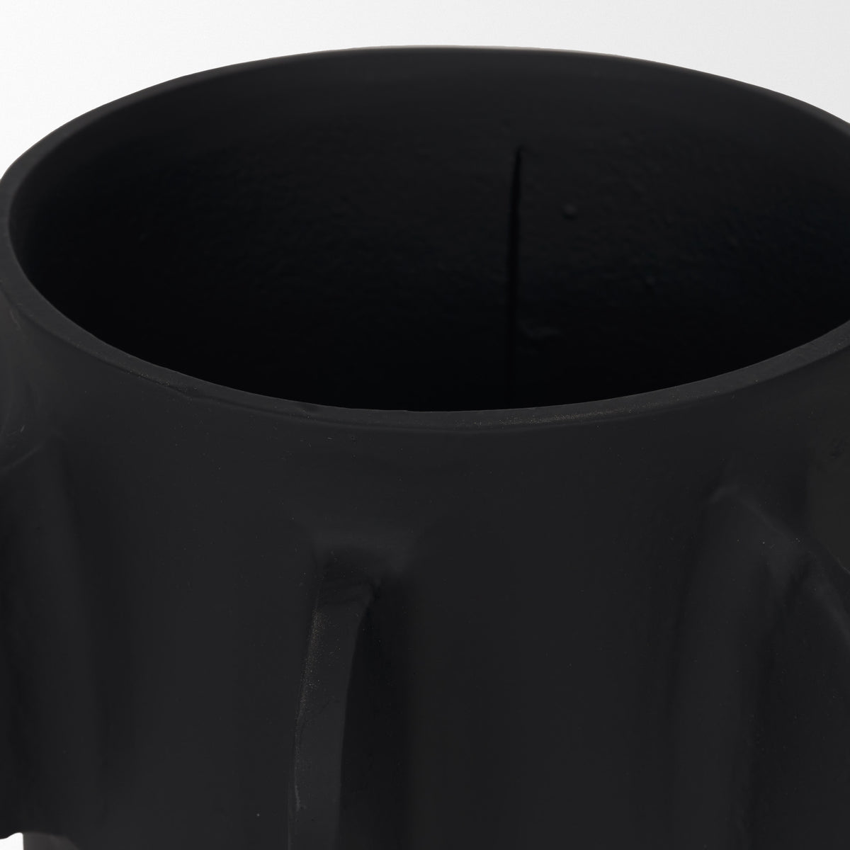 Deacon Small Matte Black Metal Canister with Sculptural Handles-Boxes-DECOROLALA