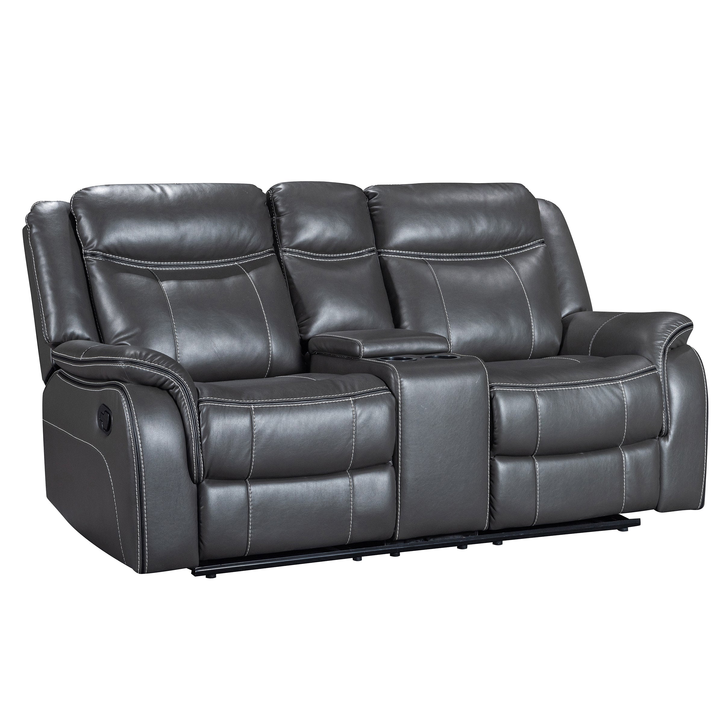 Declan 75 in. Reclining Loveseat with Cupholder Console-Loveseat Sofa-DECOROLALA