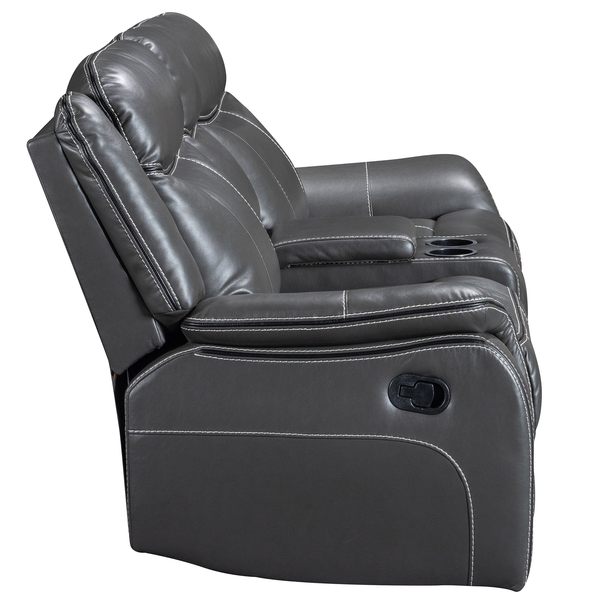 Declan 75 in. Reclining Loveseat with Cupholder Console-Loveseat Sofa-DECOROLALA