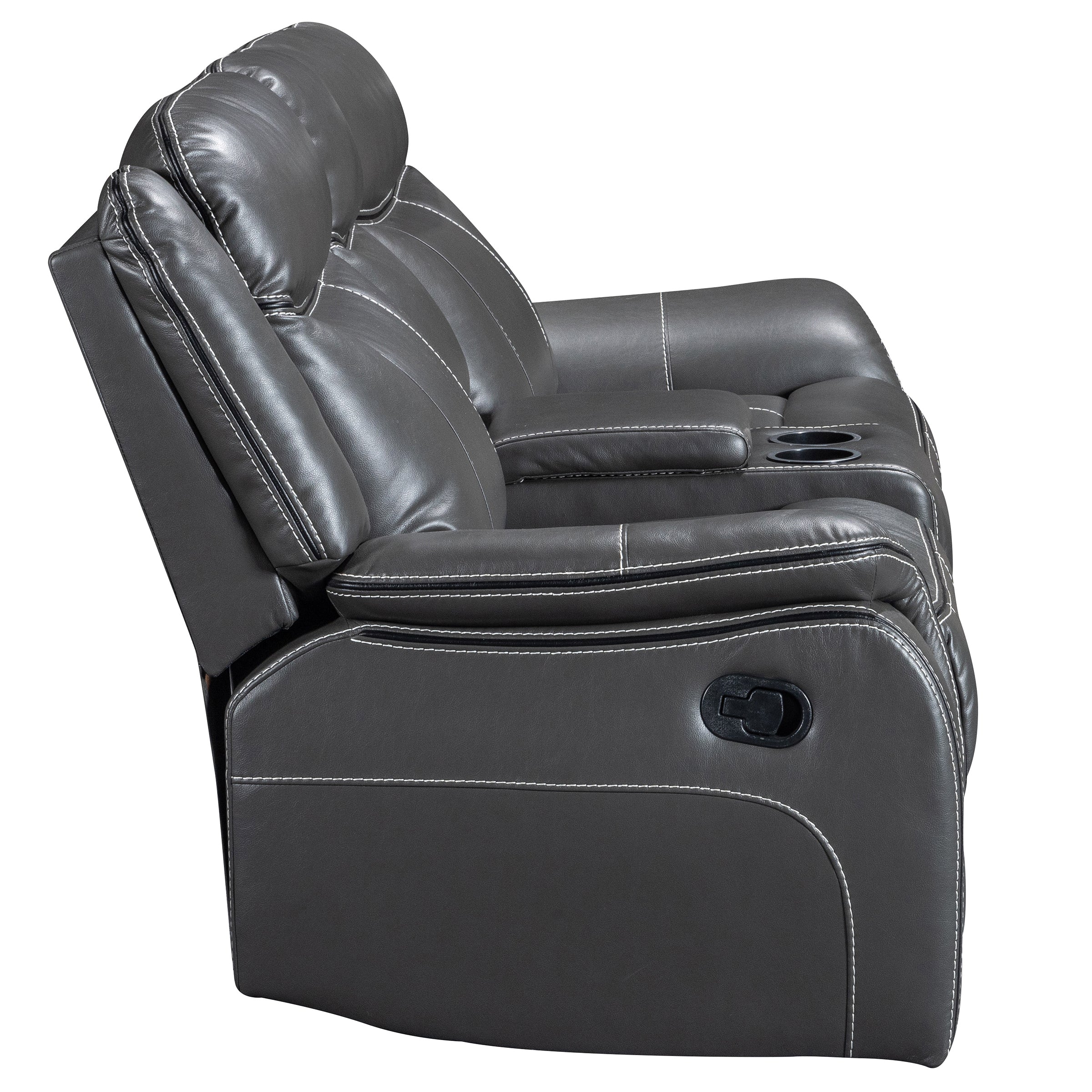 Declan 75 in. Reclining Loveseat with Cupholder Console-Loveseat Sofa-DECOROLALA