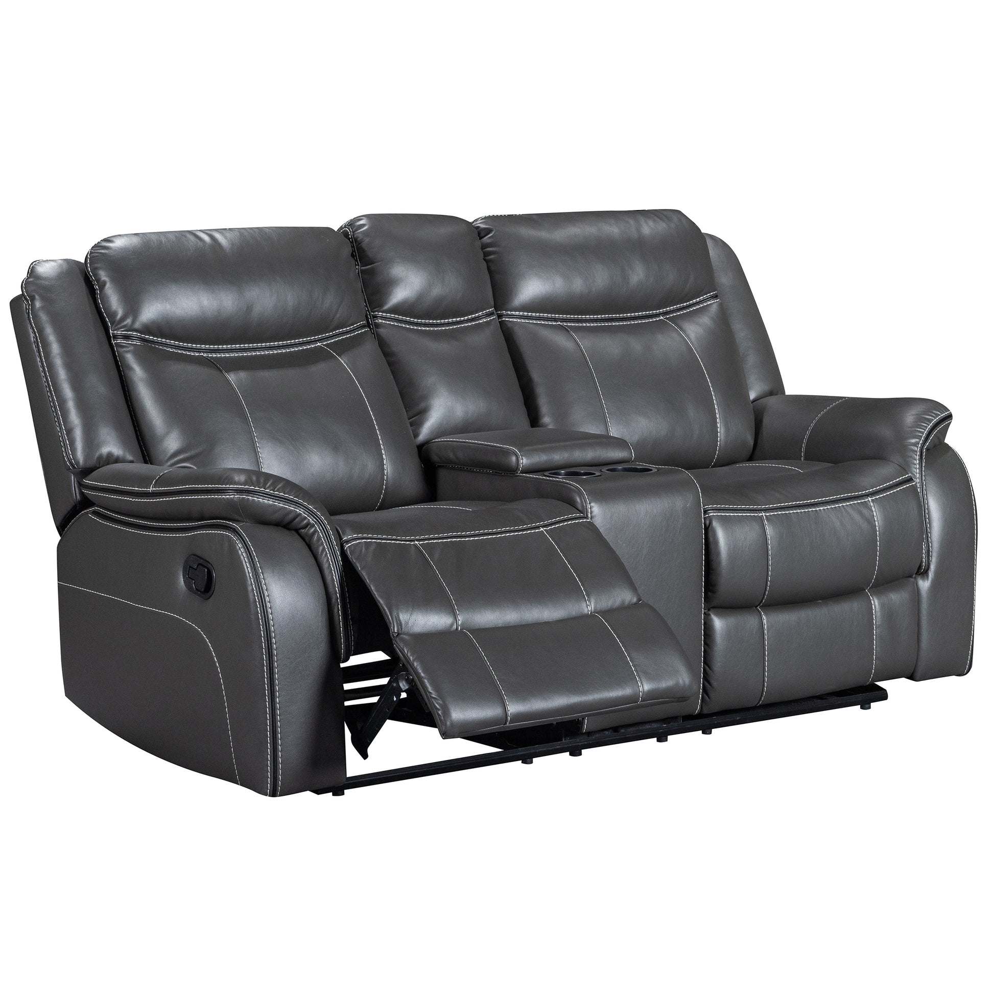 Declan 75 in. Reclining Loveseat with Cupholder Console-Loveseat Sofa-DECOROLALA