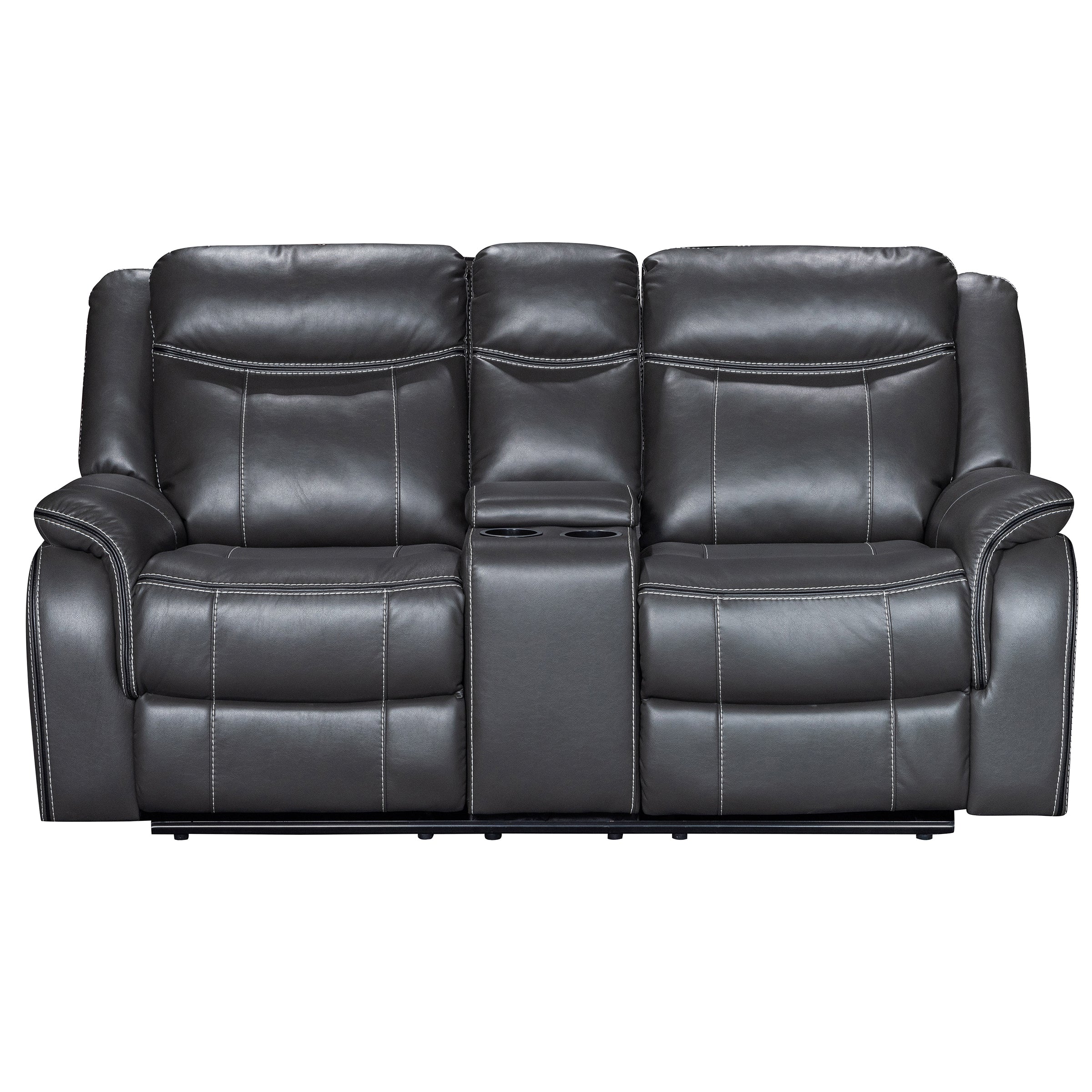 Declan 75 in. Reclining Loveseat with Cupholder Console-Loveseat Sofa-DECOROLALA