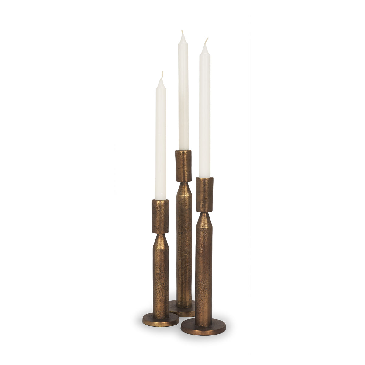 Declan Cast Metal Taper Candle Holder-Table Candle Holders-DECOROLALA