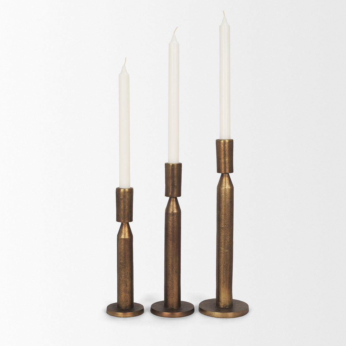 Declan Cast Metal Taper Candle Holder-Table Candle Holders-DECOROLALA
