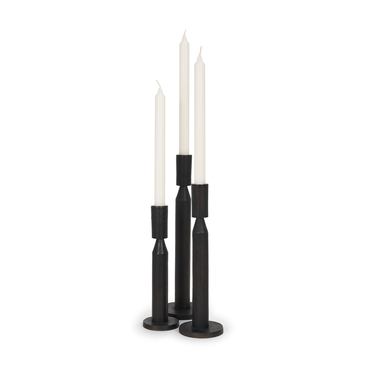 Declan Cast Metal Taper Candle Holders - Set of 3-Candle Holders-DECOROLALA