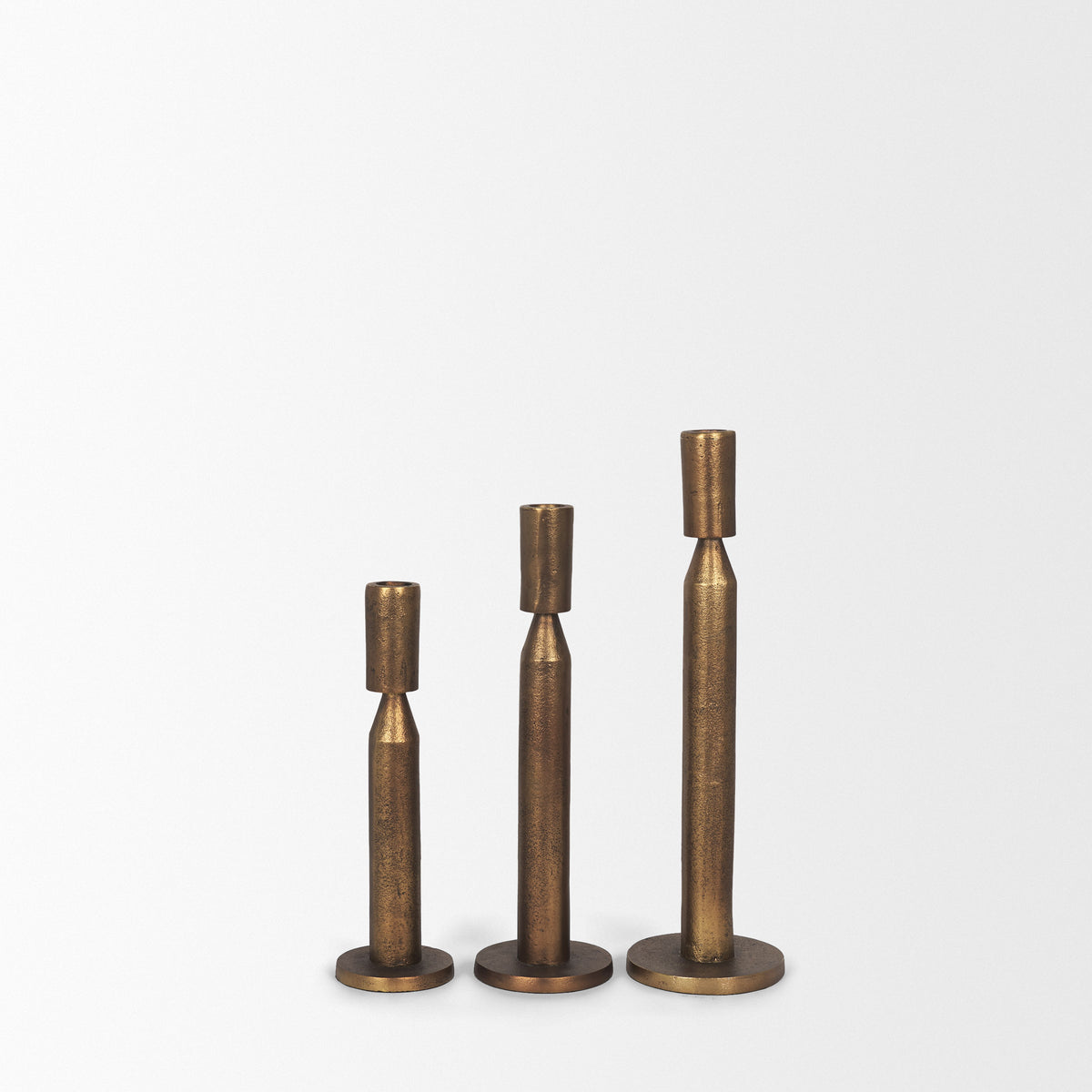 Declan Cast Metal Taper Candle Holders - Set of 3-Candle Holders-DECOROLALA