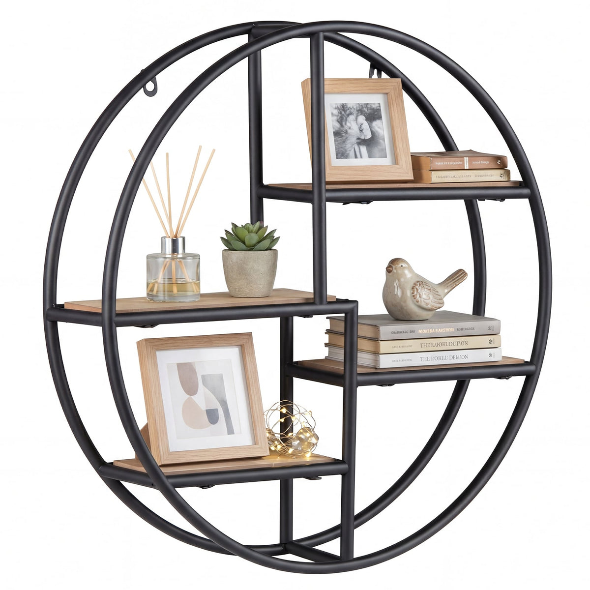 Decorative Circular Metal Wall Mounted Shelf for Display-Bookcases-DECOROLALA