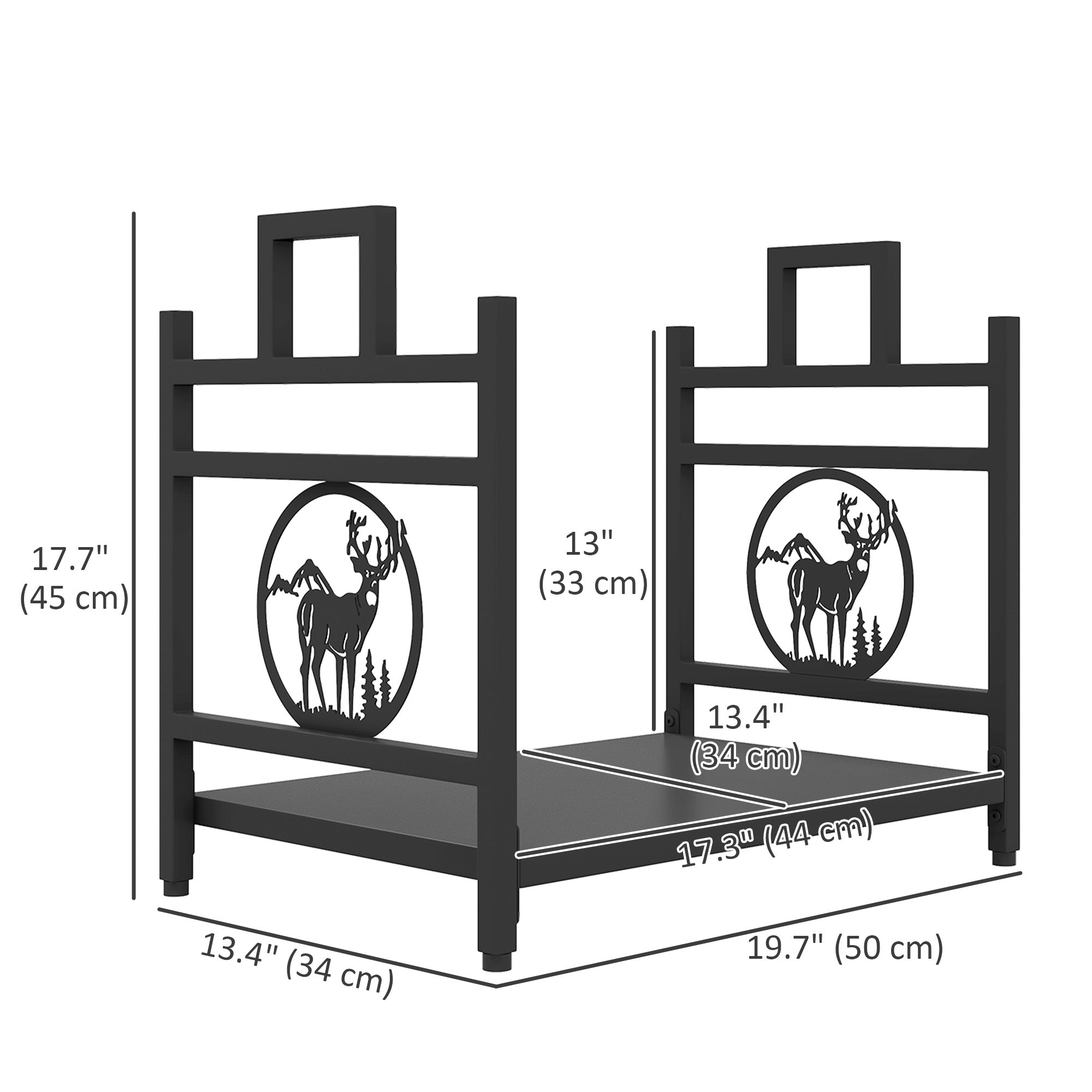 Decorative Steel Firewood Rack - Black 19.7" Log Holder-Home Furnishings > Home Décor > Fireplaces & Accessories > Firewood Racks-DECOROLALA