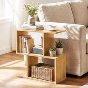 Decorative Storage Shelf Featuring Open Layout and Non-Slip Foot Pads Room Separator-Natural-Bookcases-DECOROLALA