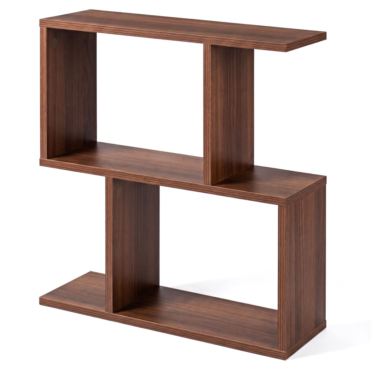 Decorative Storage Shelf Featuring Open Layout and Non-Slip Foot Pads Room Separator-Walnut-Bookcases-DECOROLALA