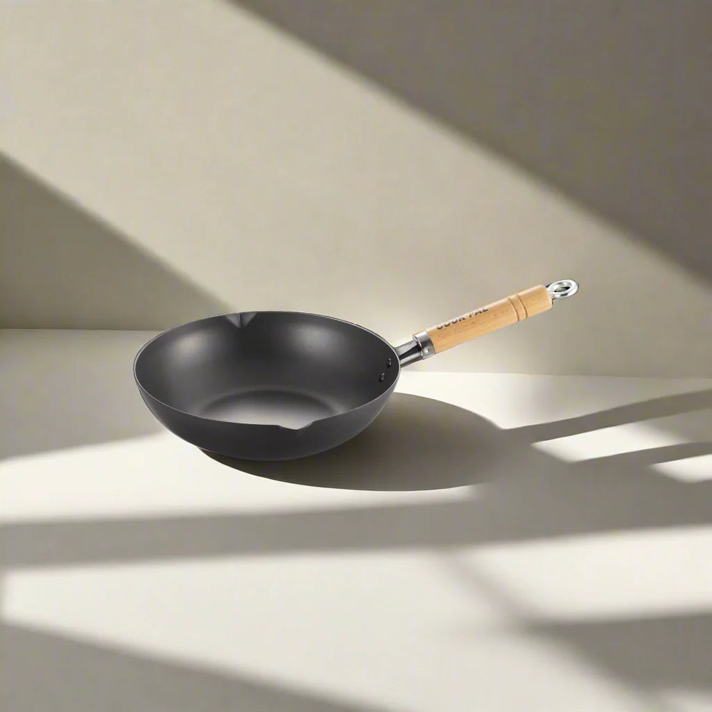Yoshikawa 36cm Carbon Steel Wok with Stainless Steel Lid – Made in Japan-4