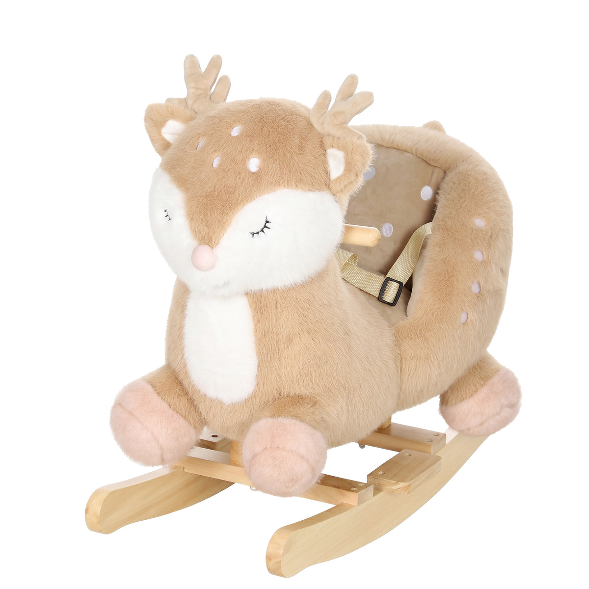 Rocking Horse for Toddlers 1-3 Years, Deer Baby Rocking Horse with Animal Sound, Seat Belt, Rocking Stopper, Brown-Toys & Games > Baby & Toddler Toys > Riding & Rocking Toys > Rocking Horses-DECOROLALA