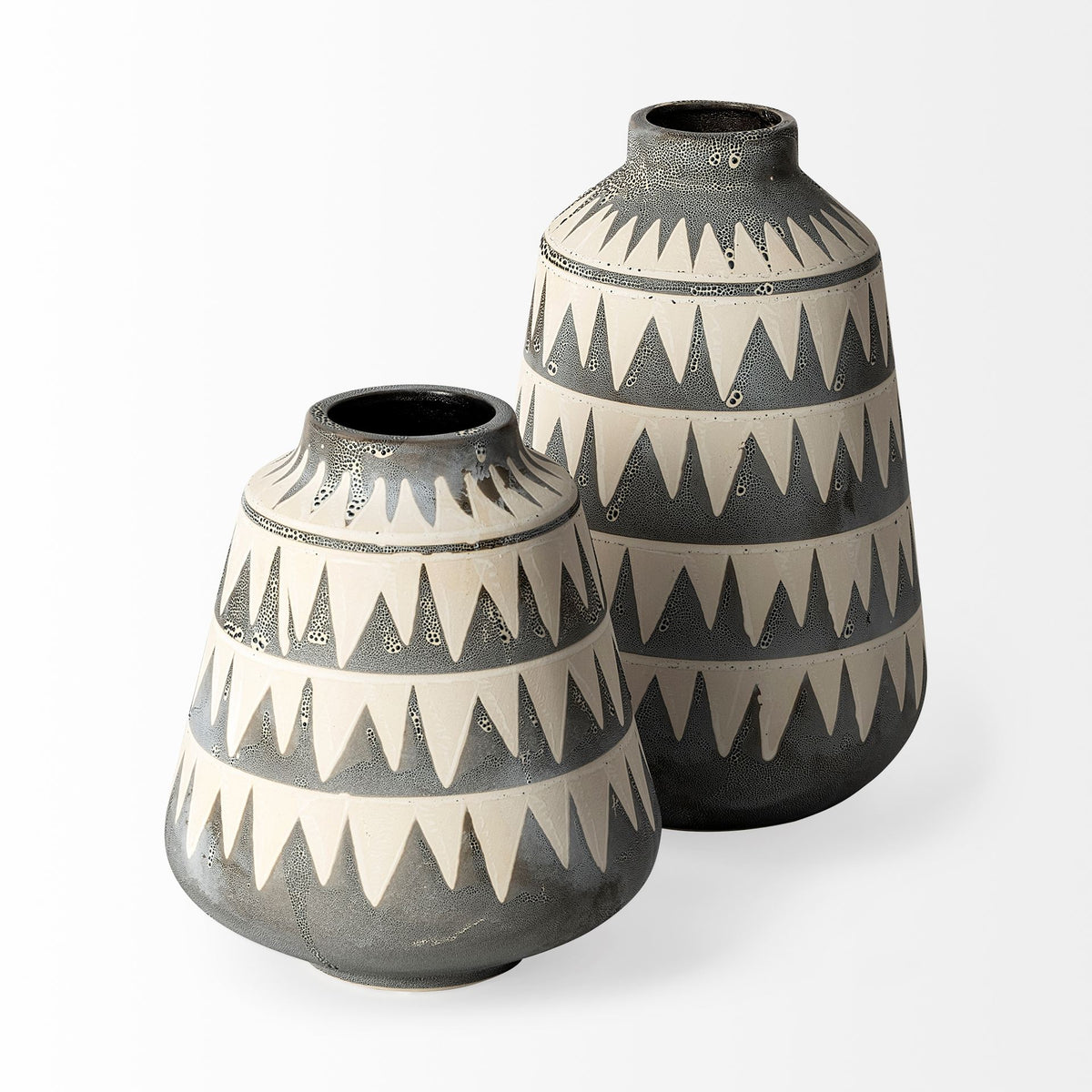 Delaney Large Gray Patterned Ceramic Vase-Vase-DECOROLALA