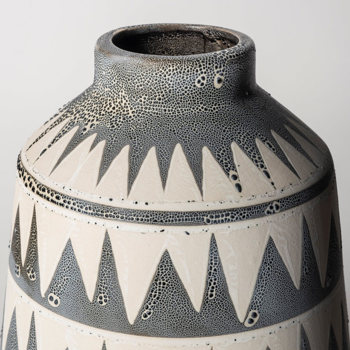 Delaney Large Gray Patterned Ceramic Vase-Vase-DECOROLALA