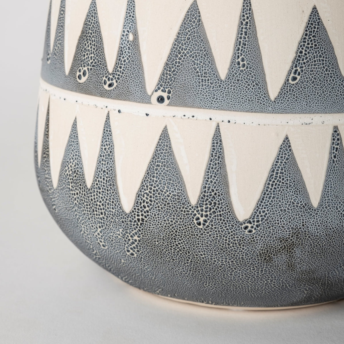 Delaney Large Gray Patterned Ceramic Vase-Vase-DECOROLALA