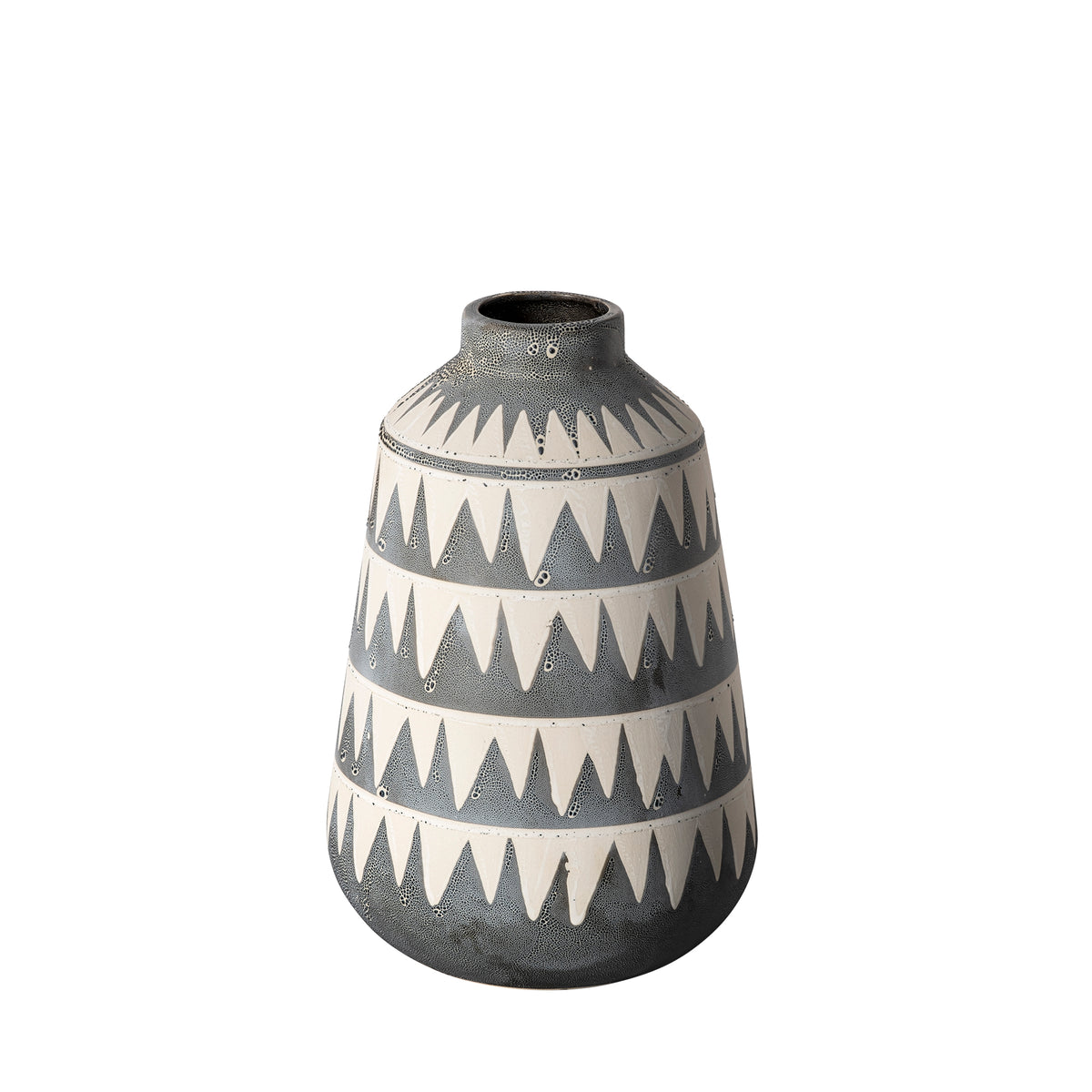 Delaney Large Gray Patterned Ceramic Vase-Vase-DECOROLALA