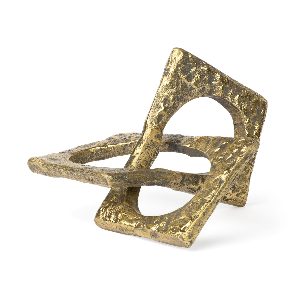 Delaunay I (Large) 10L X9W Gold Hammered Metal Interlinked Patterned-Objects-DECOROLALA