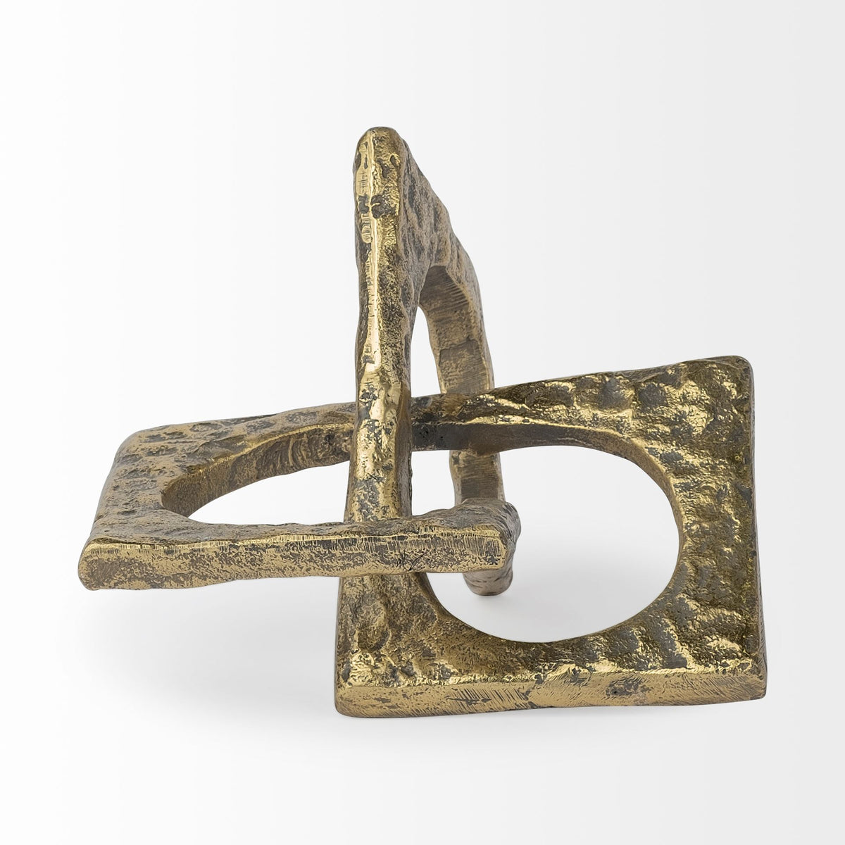 Delaunay I (Large) 10L X9W Gold Hammered Metal Interlinked Patterned-Objects-DECOROLALA