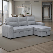 Delphina 92 in. Right-Facing Sectional Sofa Bed with Storage Chaise in Grey-DECOROLALA