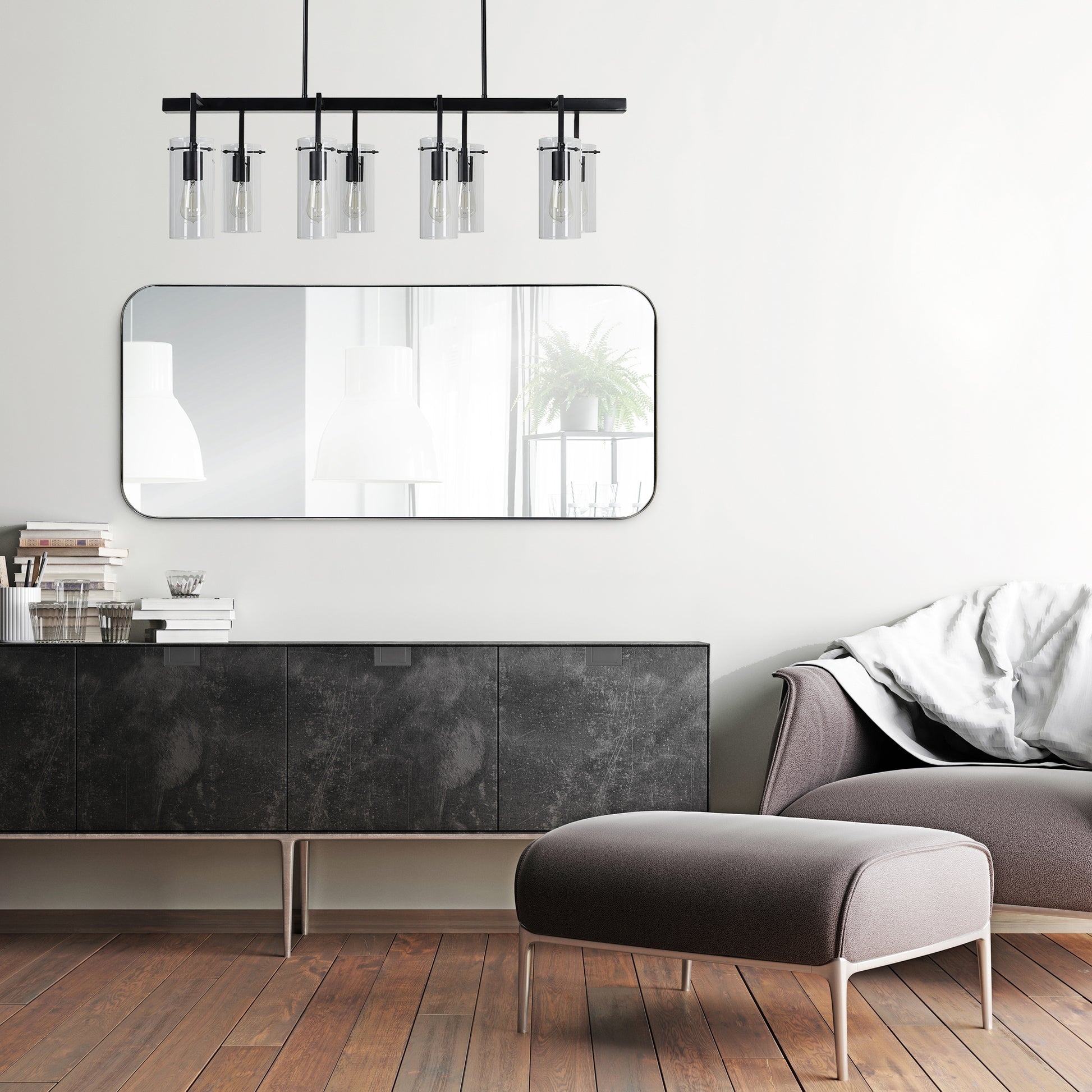 Delphinus 46" Tall Rectangle Wall Mirror, Grey-Mirror-DECOROLALA