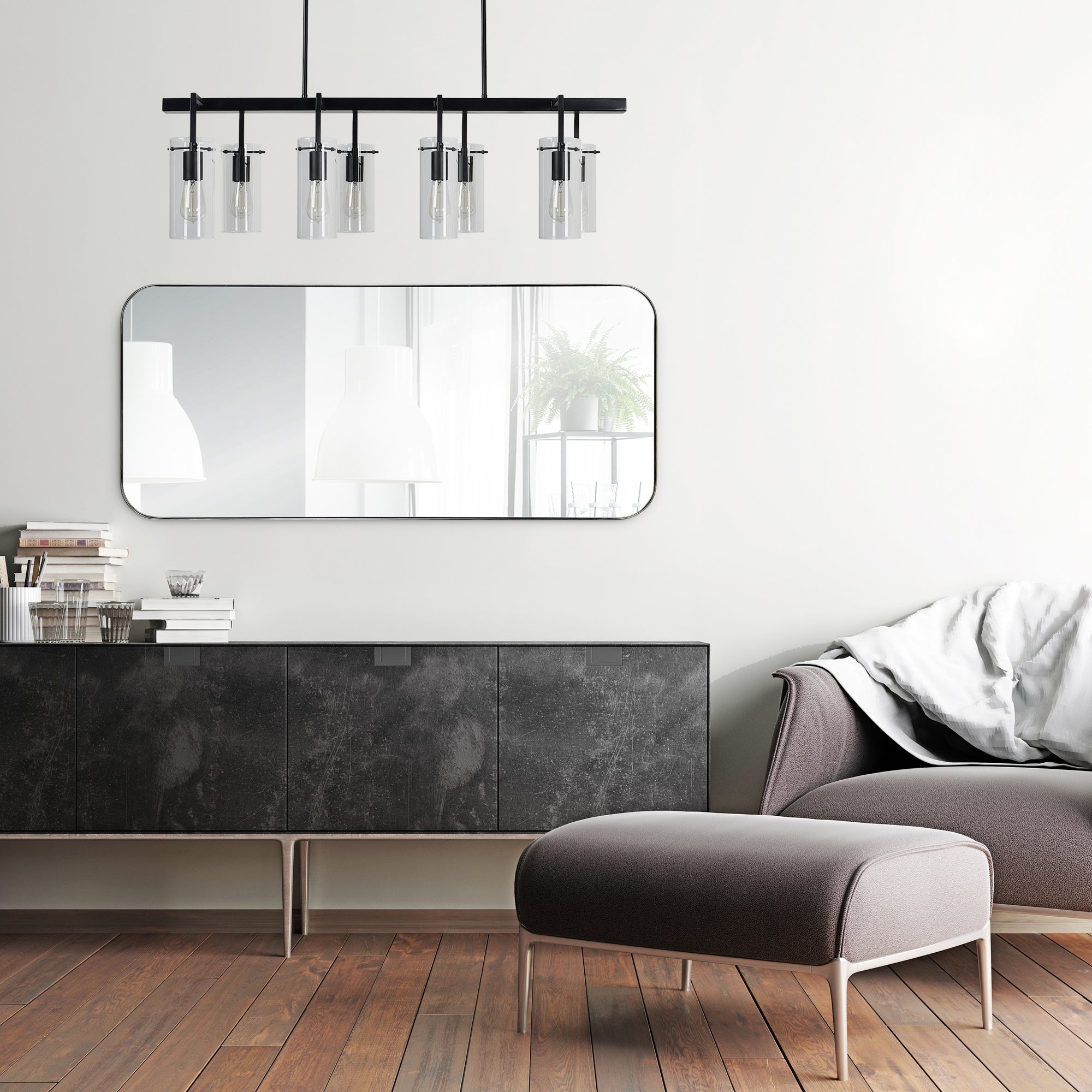 Delphinus 46" Tall Rectangle Wall Mirror, Grey-Mirror-DECOROLALA