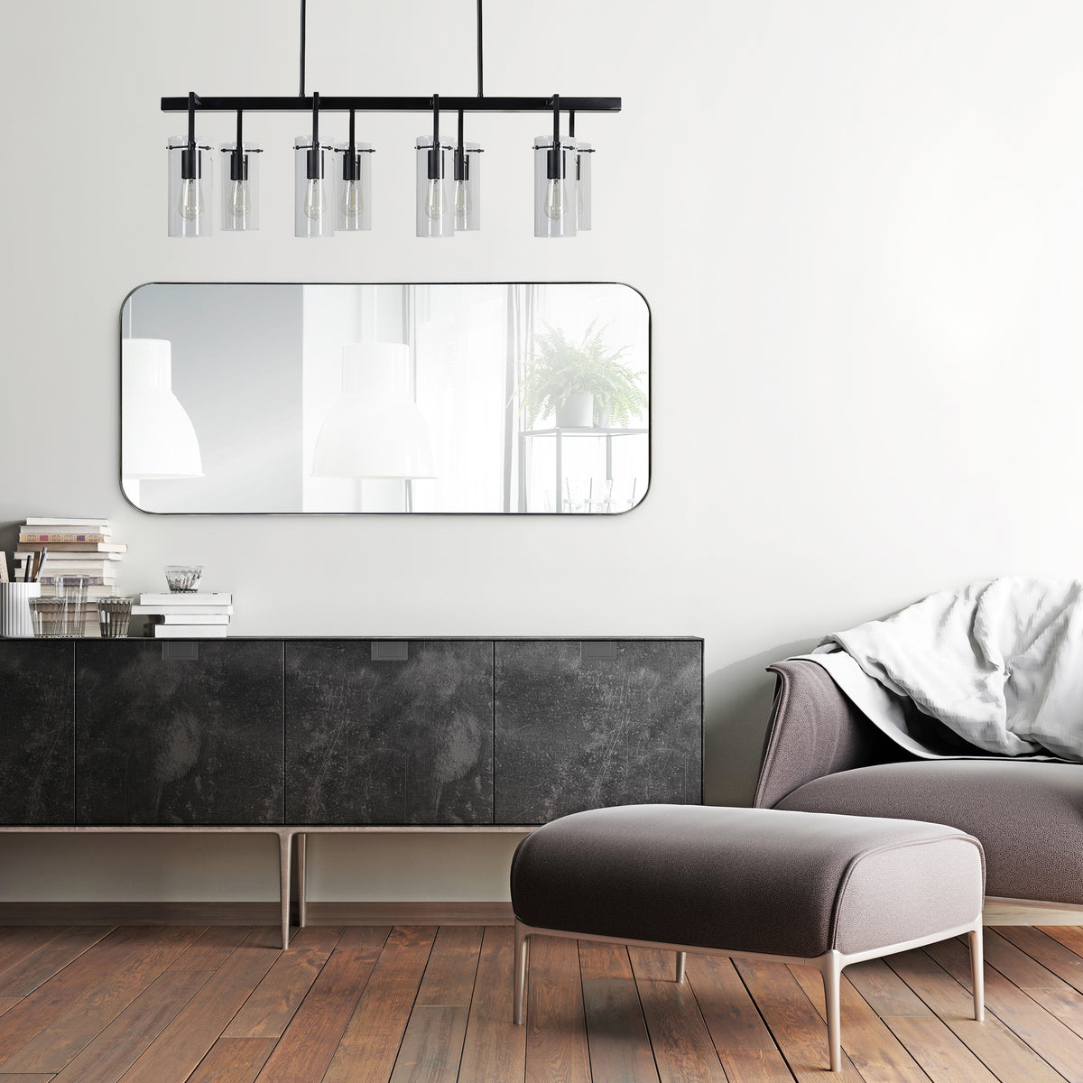 Delphinus 46" Tall Rectangle Wall Mirror, Grey-Mirrors-DECOROLALA