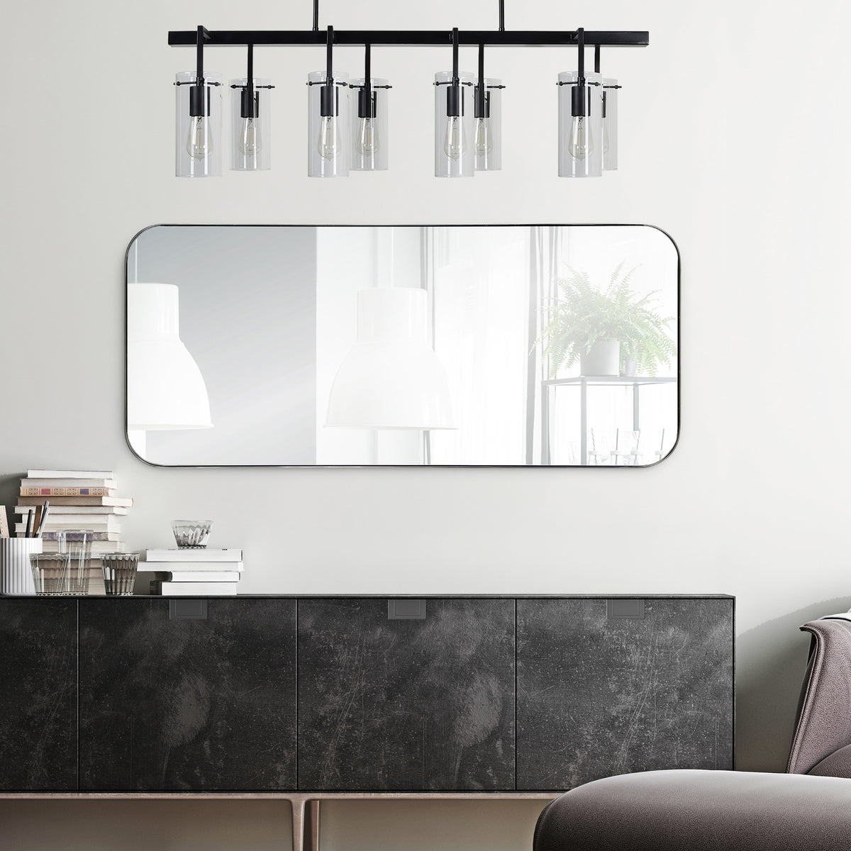 Delphinus 46" Tall Rectangle Wall Mirror, Grey-Mirrors-DECOROLALA