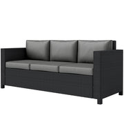 Deluxe 3 Seat Rattan Wicker Sofa - Grey-DECOROLALA