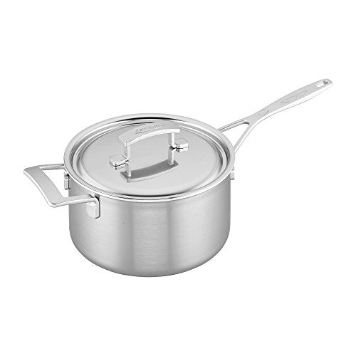 Demeyere Industry 5-Ply 4-qt Stainless Steel Saucepan with Handle Helper-Cookware-DECOROLALA