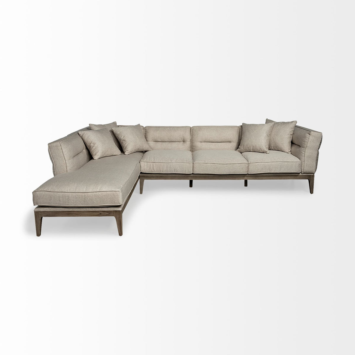 Denali IV 121" Beige Upholstered Wooden Frame Left Four Seater Sectional-Sofa & Sectionals-DECOROLALA