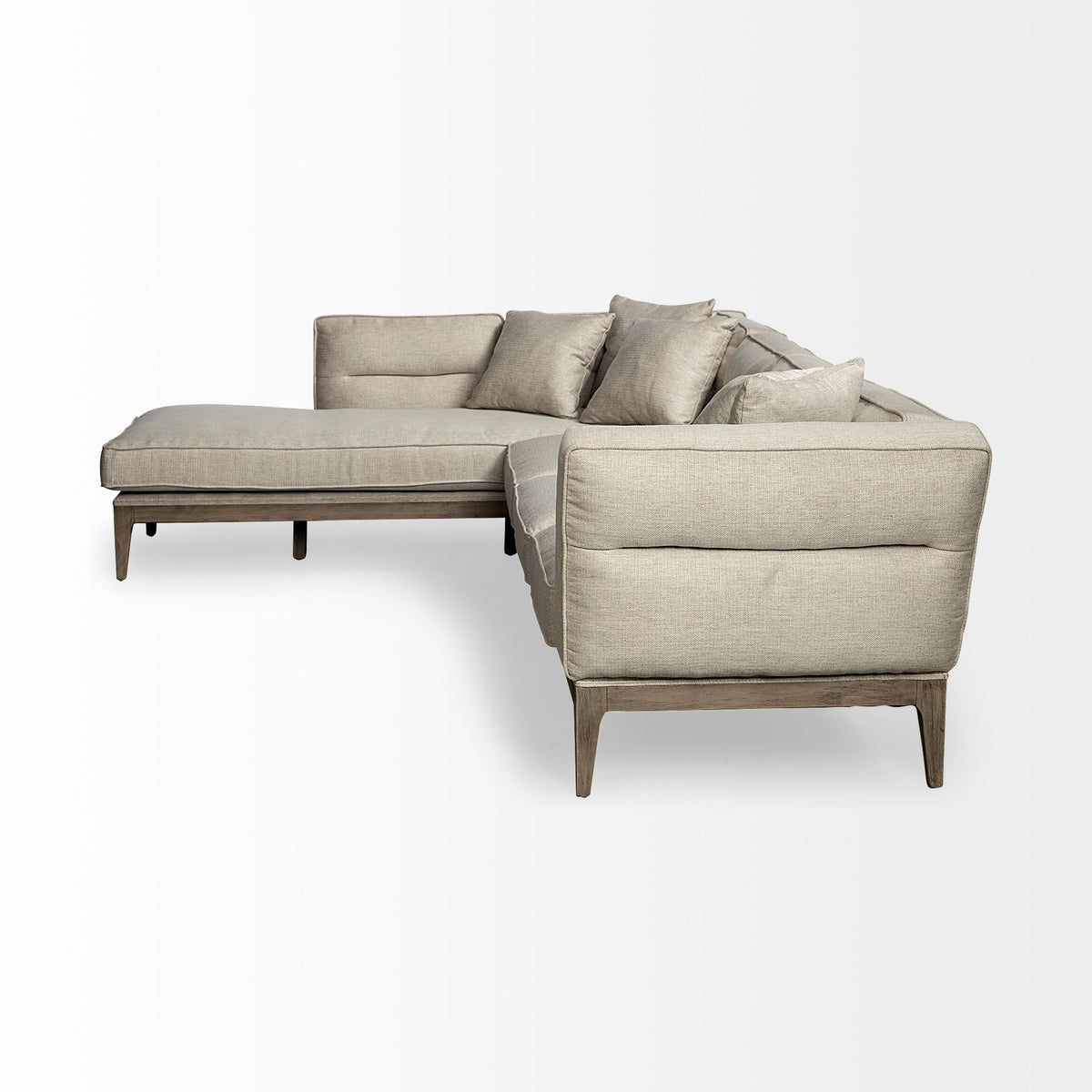 Denali IV 121" Beige Upholstered Wooden Frame Left Four Seater Sectional-Sofa & Sectionals-DECOROLALA