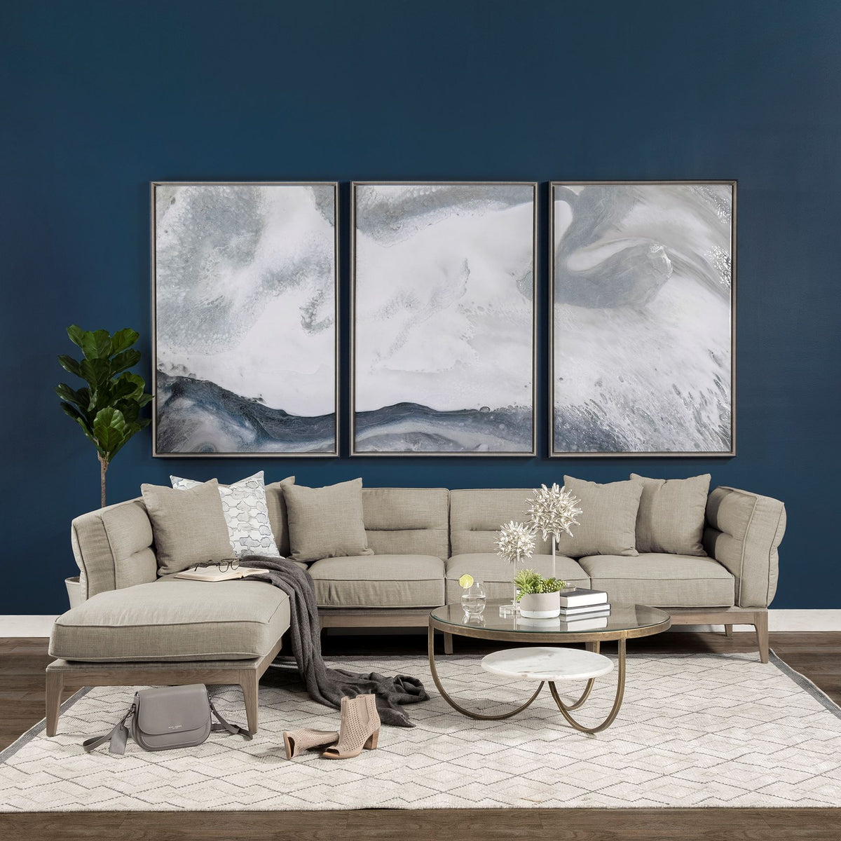 Denali IV 121" Beige Upholstered Wooden Frame Left Four Seater Sectional-Sofa & Sectionals-DECOROLALA