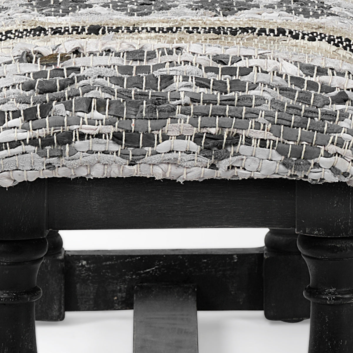 Denison II 56L x 15W Black Wood Base Woven-Leather Cushion Top Accent Bench-Benches-DECOROLALA