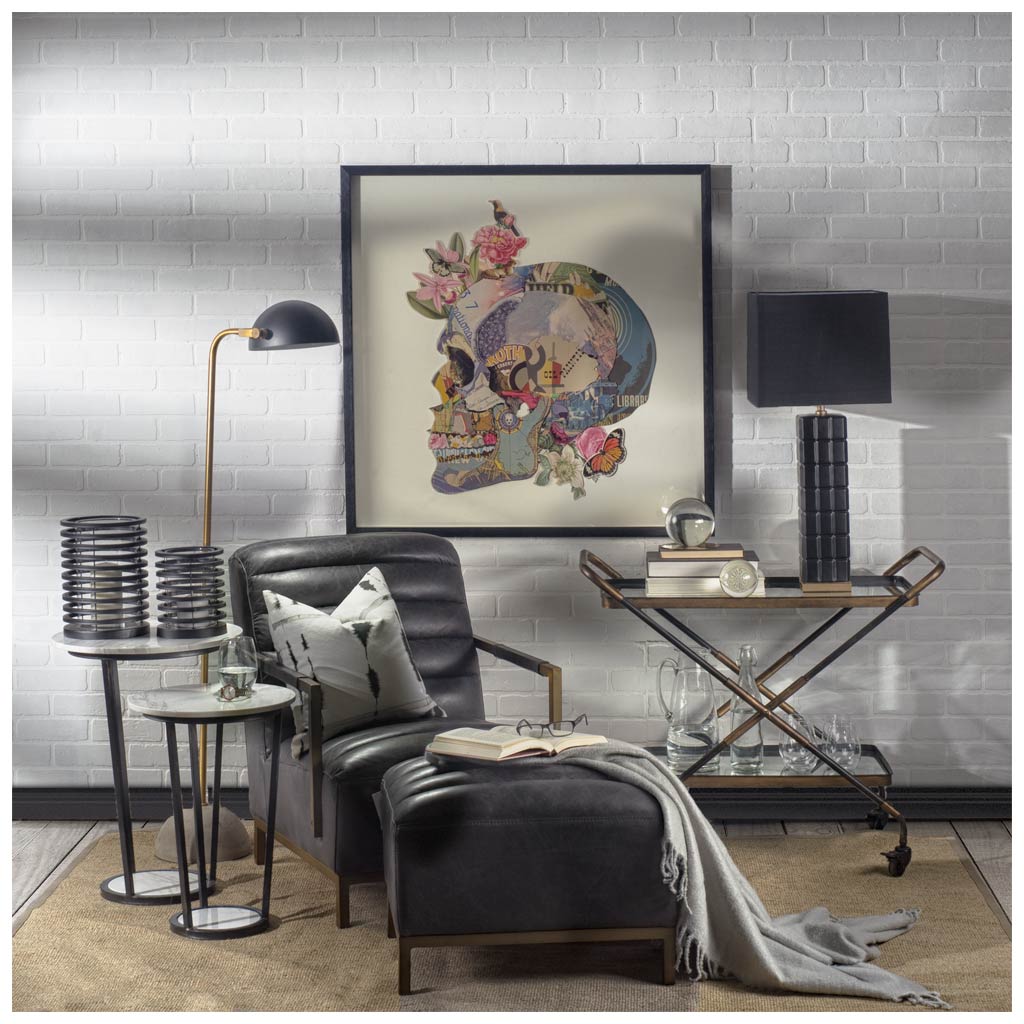 Denmark (55.1"H) Black/Gold Concrete Base Metal Shade Floor Lamp-Floor Lamps-DECOROLALA
