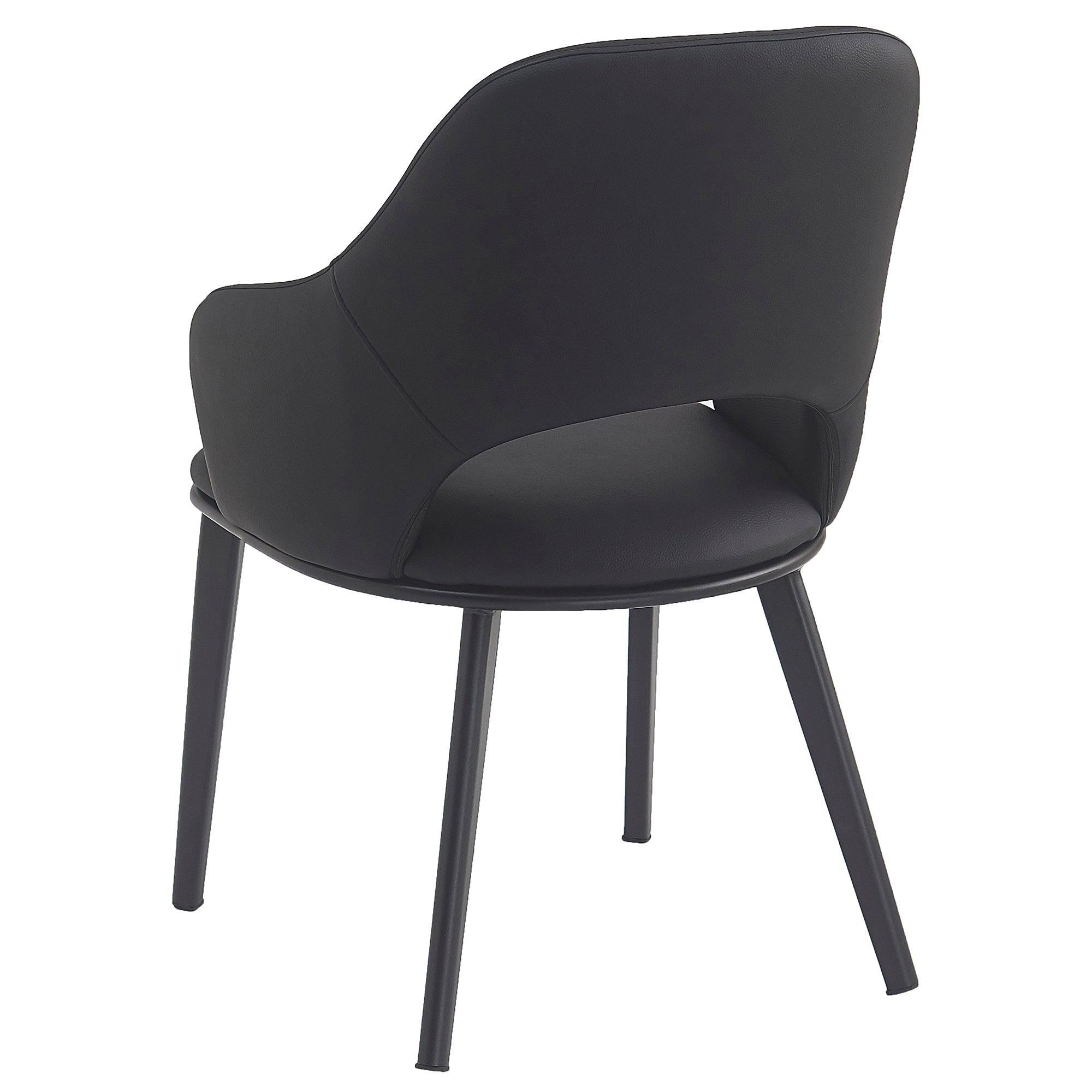 Denzel Dining Chair - Black Faux Leather Modern High Back-DECOROLALA