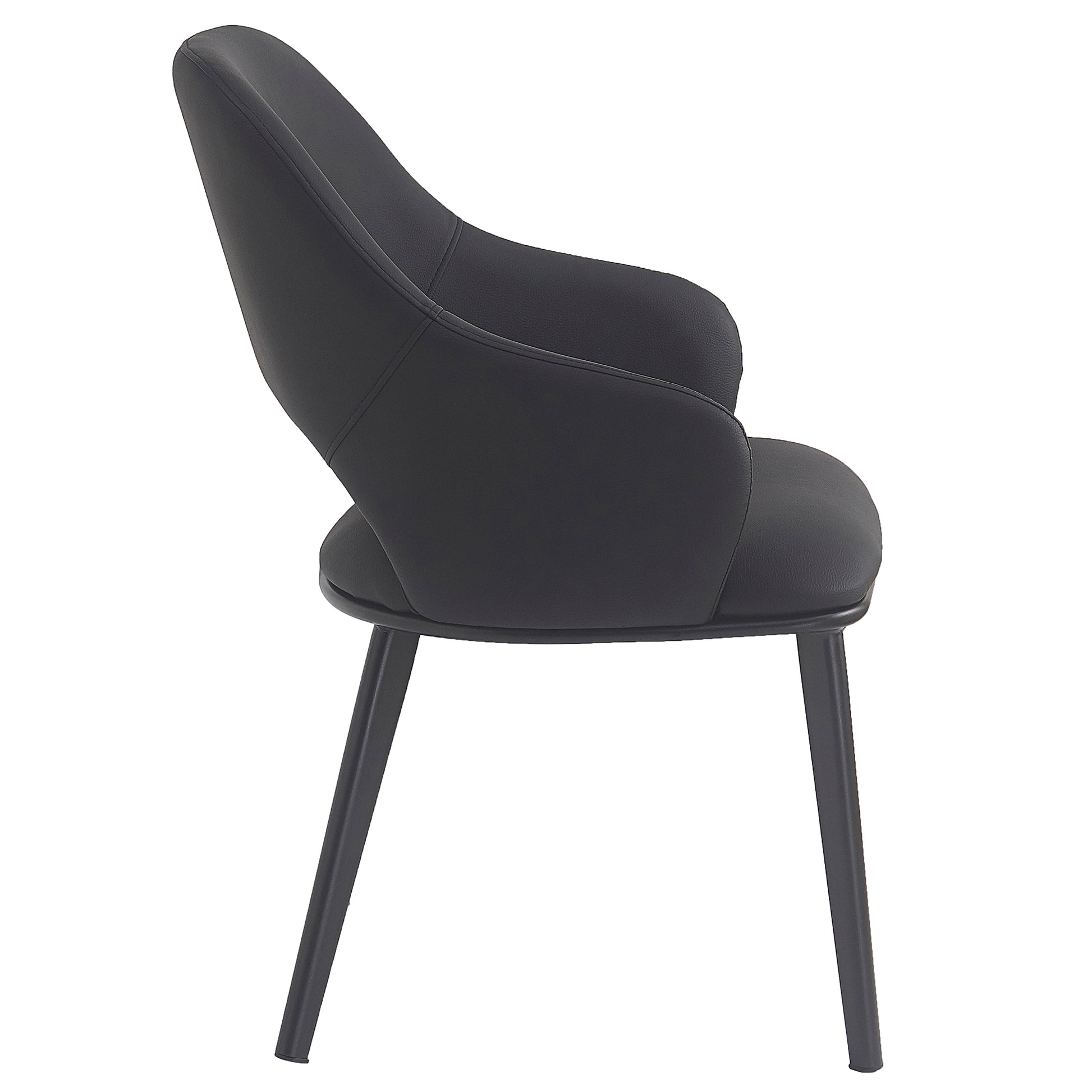 Denzel Dining Chair - Black Faux Leather Modern High Back-DECOROLALA